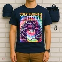 Not July 4th Juneteenth Tie Dye African American Woman T-Shirt thumb 6