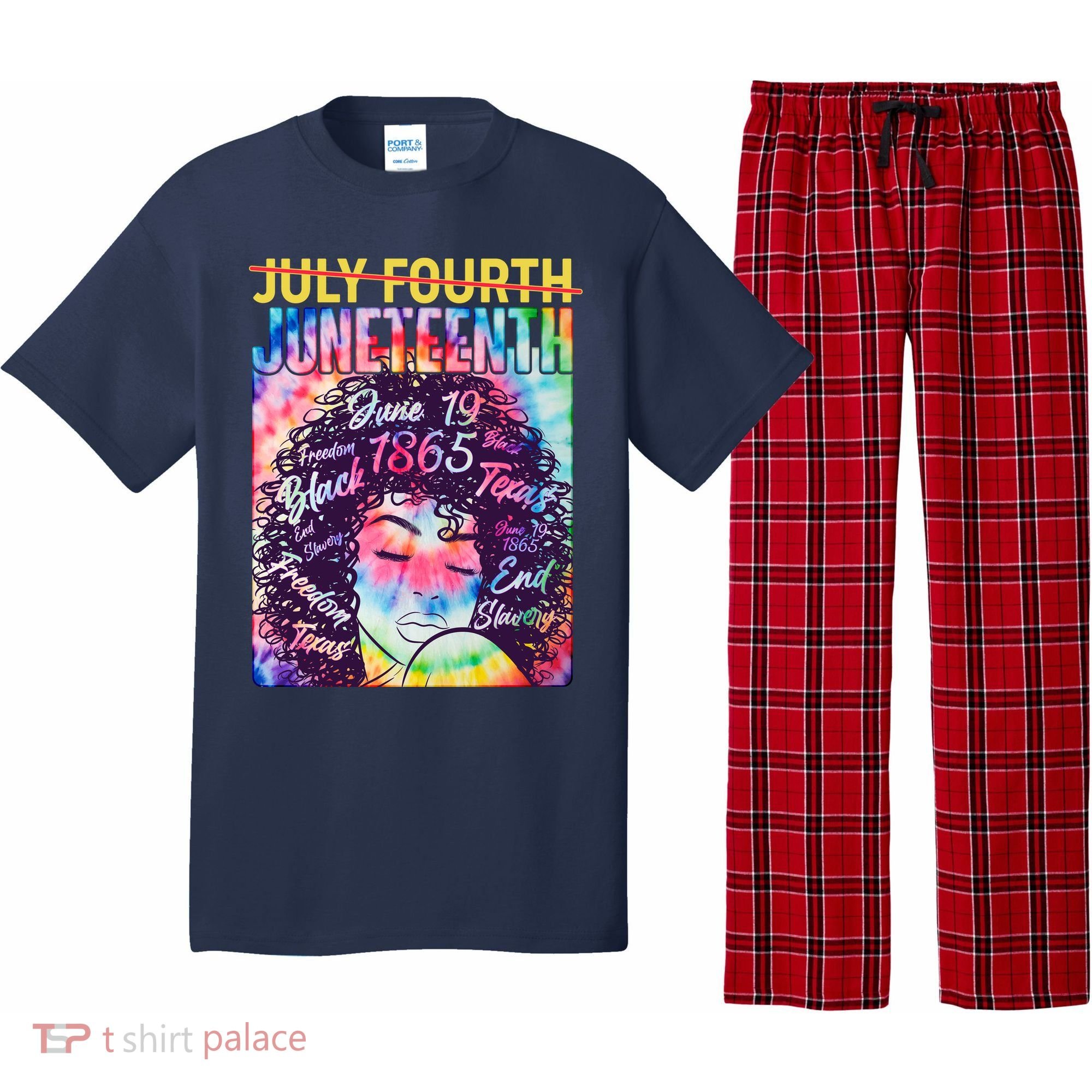 Not July 4th Juneteenth Tie Dye African American Woman Pajama Set