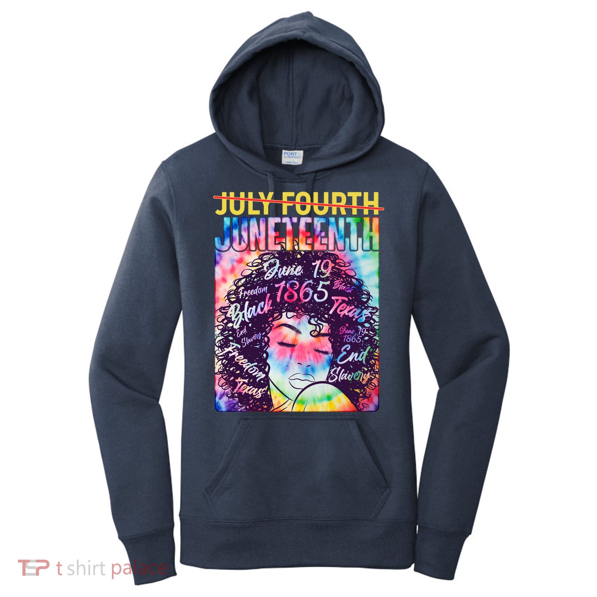 Not July 4th Juneteenth Tie Dye African American Woman Women's Hoodie
