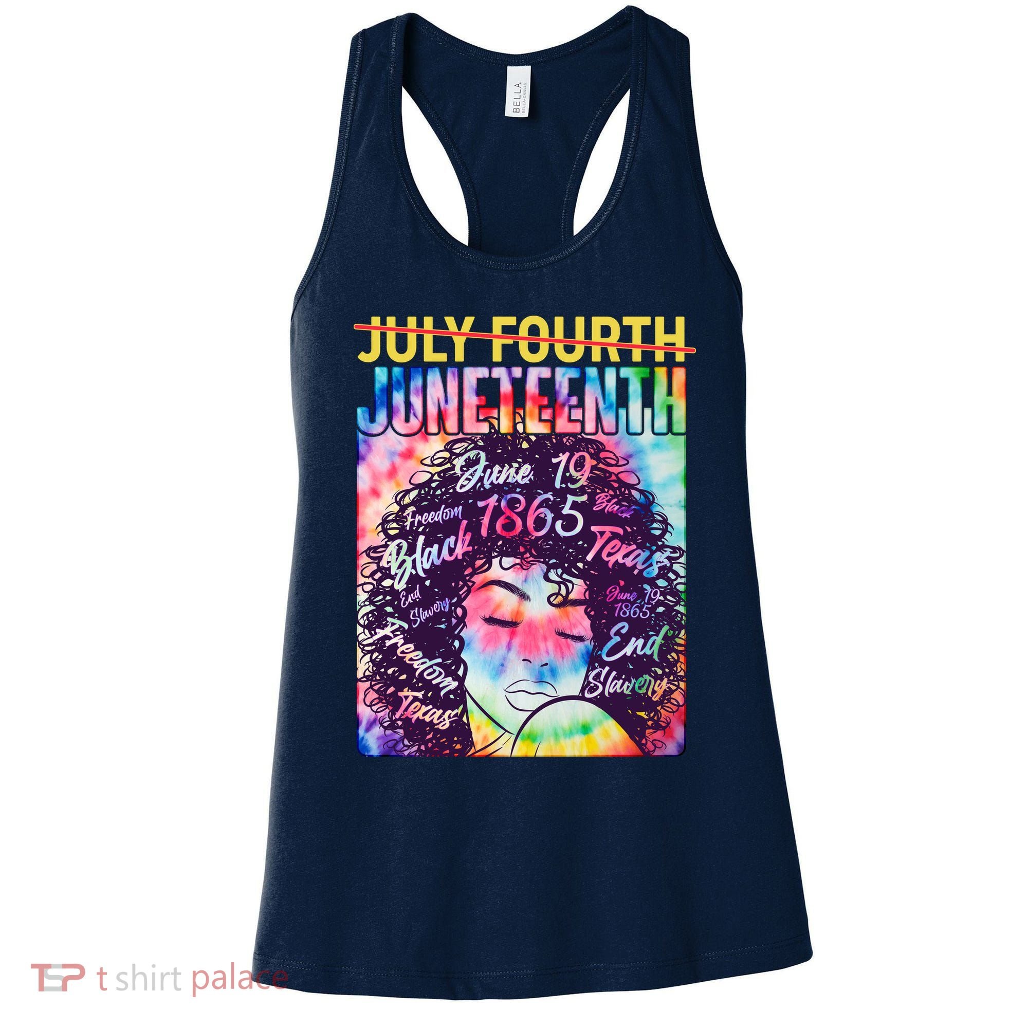 Not July 4th Juneteenth Tie Dye African American Woman Women's Tank Top