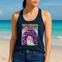 Not July 4th Juneteenth Tie Dye African American Woman Women's Tank Top thumb 2