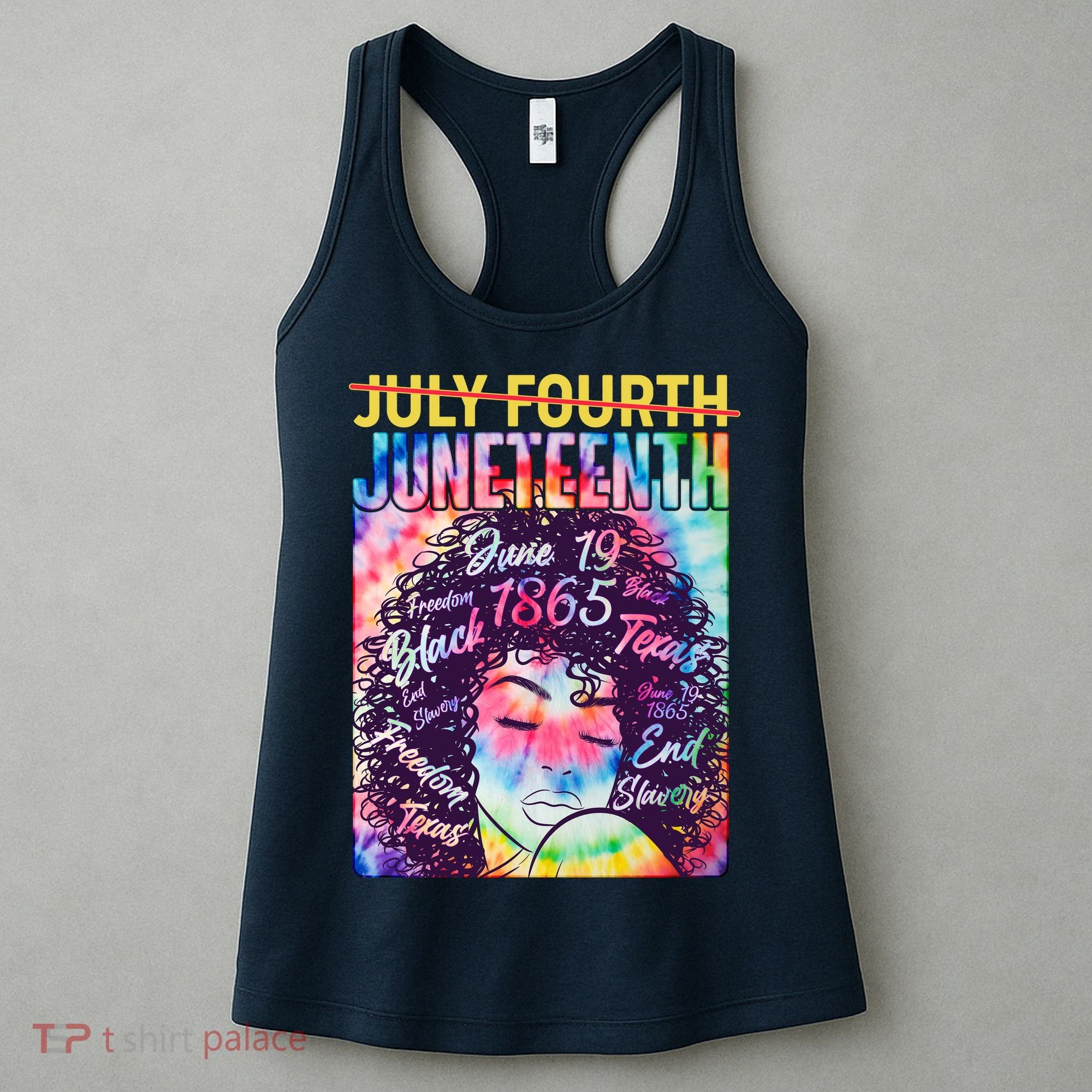 Not July 4th Juneteenth Tie Dye African American Woman Women's Tank Top