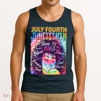 Not July 4th Juneteenth Tie Dye African American Woman Tank Top thumb 3