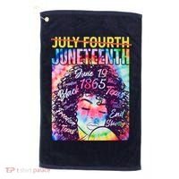 Not July 4th Juneteenth Tie Dye African American Woman Golf Towel thumb 0