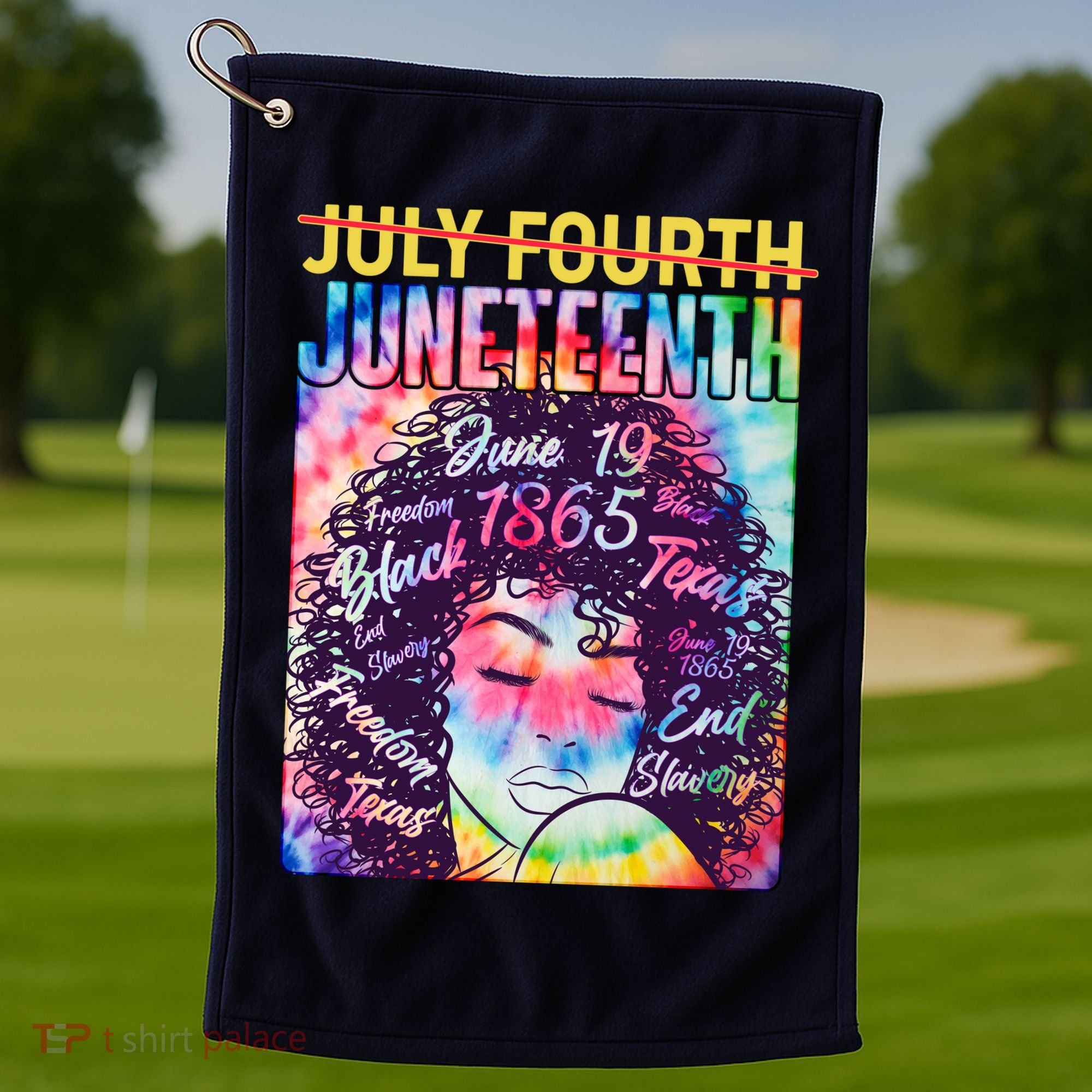 Not July 4th Juneteenth Tie Dye African American Woman Golf Towel