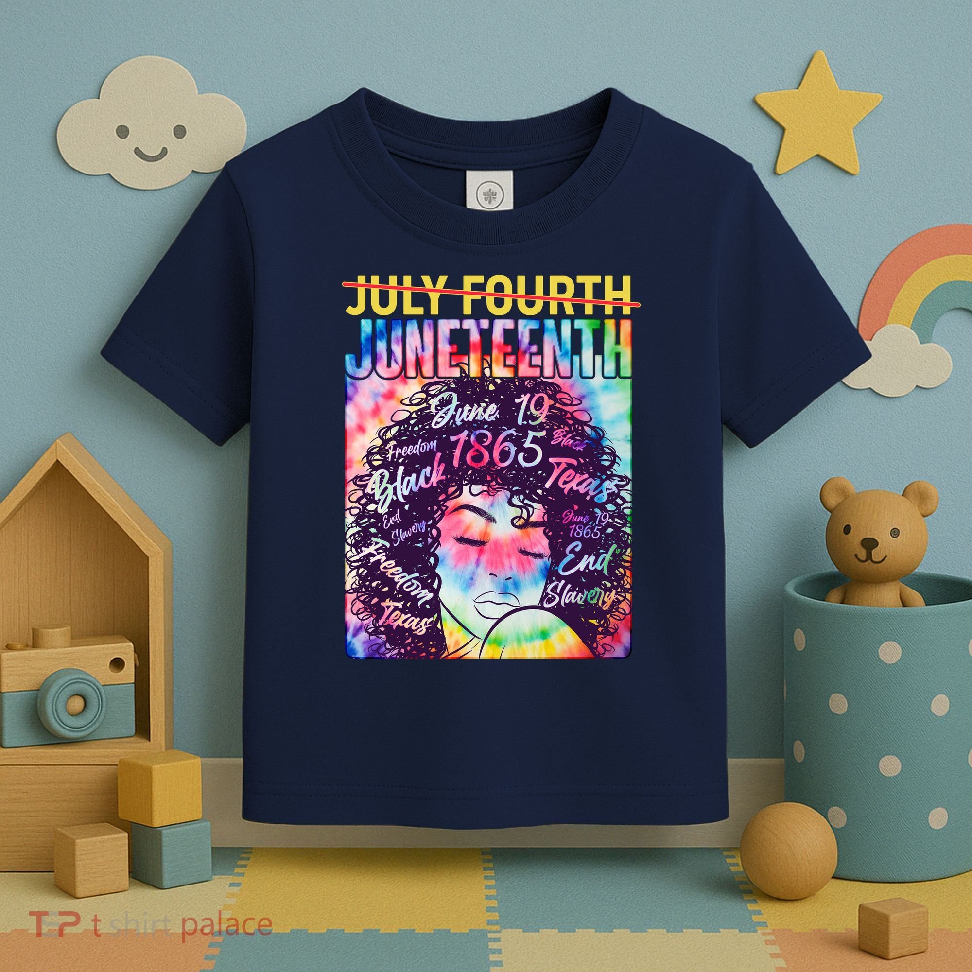 Not July 4th Juneteenth Tie Dye African American Woman Toddler T-Shirt