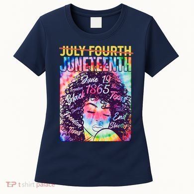 Not July 4th Juneteenth Tie Dye African American Woman Women's T-Shirt