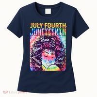 Not July 4th Juneteenth Tie Dye African American Woman Women's T-Shirt thumb 0