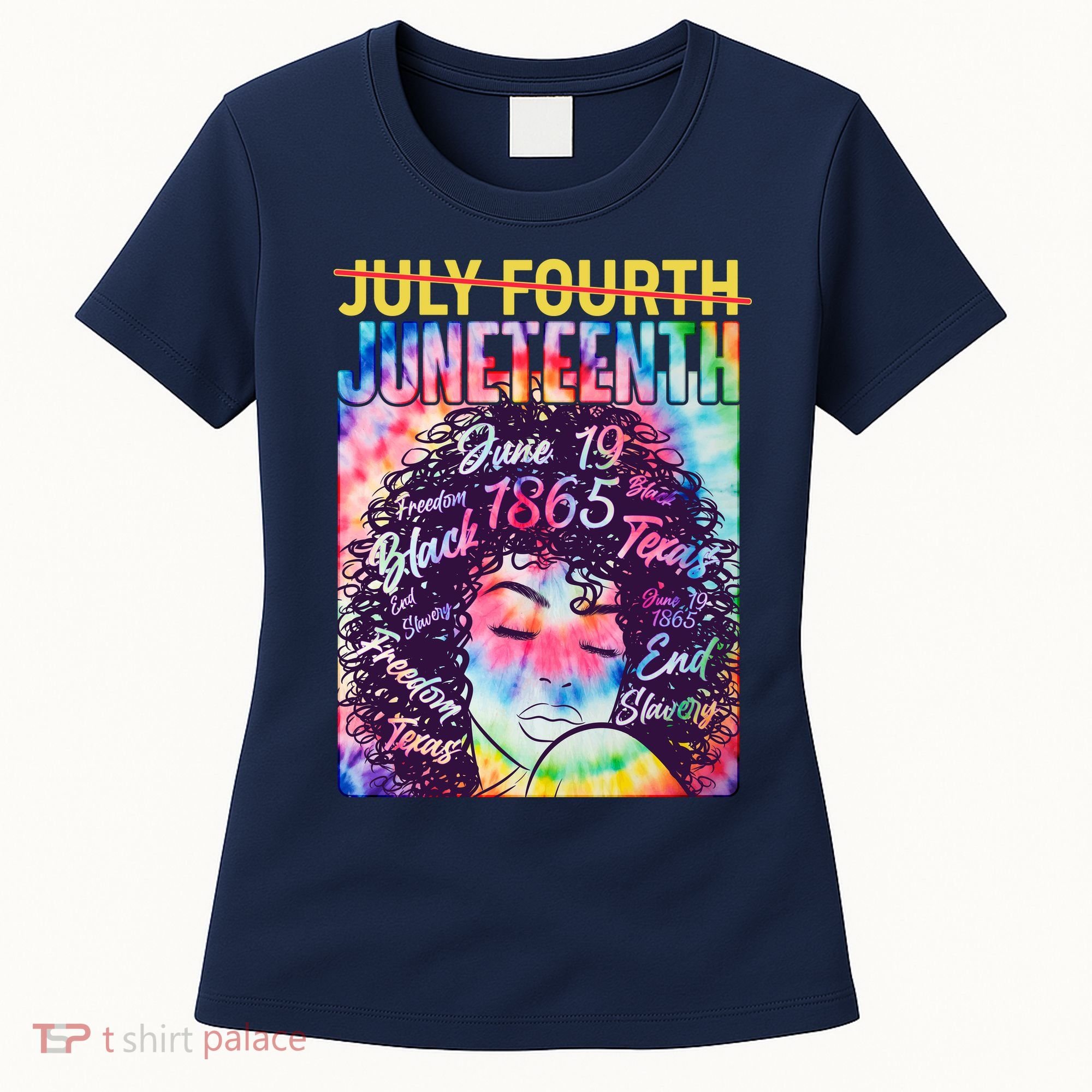 Not July 4th Juneteenth Tie Dye African American Woman Women's T-Shirt