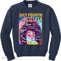 Not July 4th Juneteenth Tie Dye African American Woman Kids Sweatshirt thumb 0