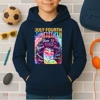 Not July 4th Juneteenth Tie Dye African American Woman Kids Hoodie thumb 2
