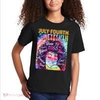 Not July 4th Juneteenth Tie Dye African American Woman Kids T-Shirt thumb 2