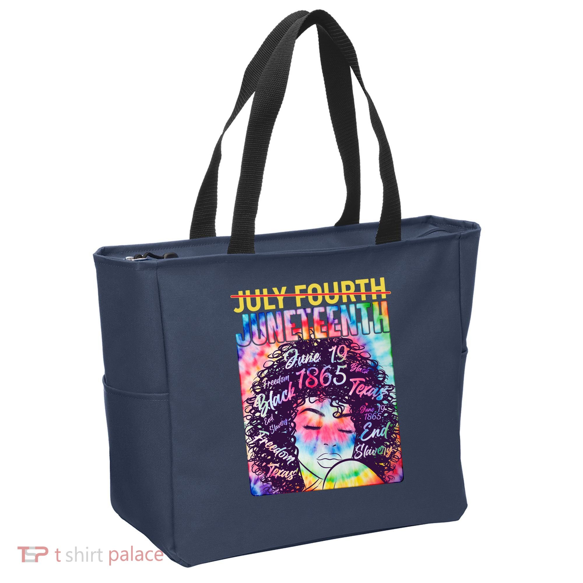 Not July 4th Juneteenth Tie Dye African American Woman Tote Bag