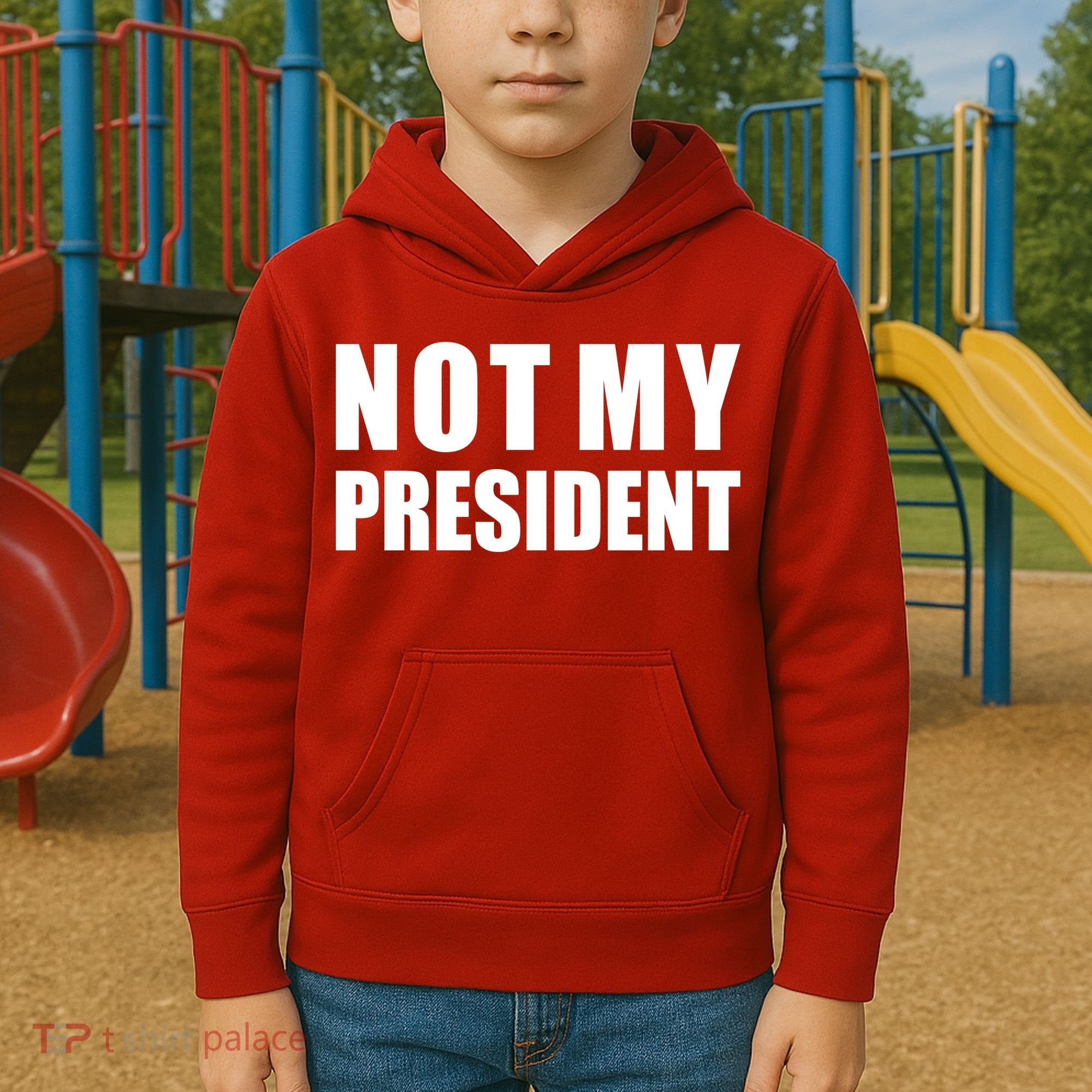 Not My President Classic Logo Kids Hoodie