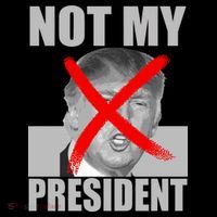 Not My President Red X Spray Paint Anti-Trump Stripe Pom Pom Beanie thumb 2