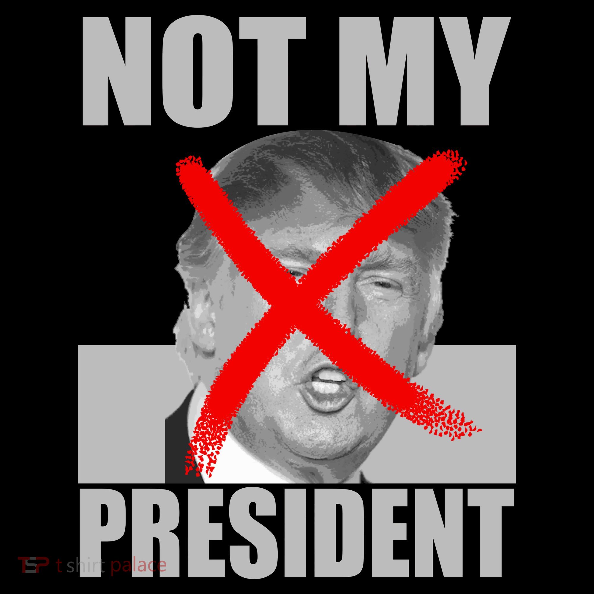 Not My President Red X Spray Paint Anti-Trump Stripe Pom Pom Beanie
