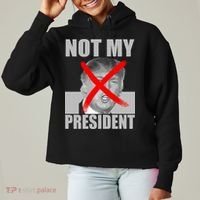 Not My President Red X Spray Paint Anti-Trump Ladies Heavyweight Boxy Pullover Hoodie thumb 0