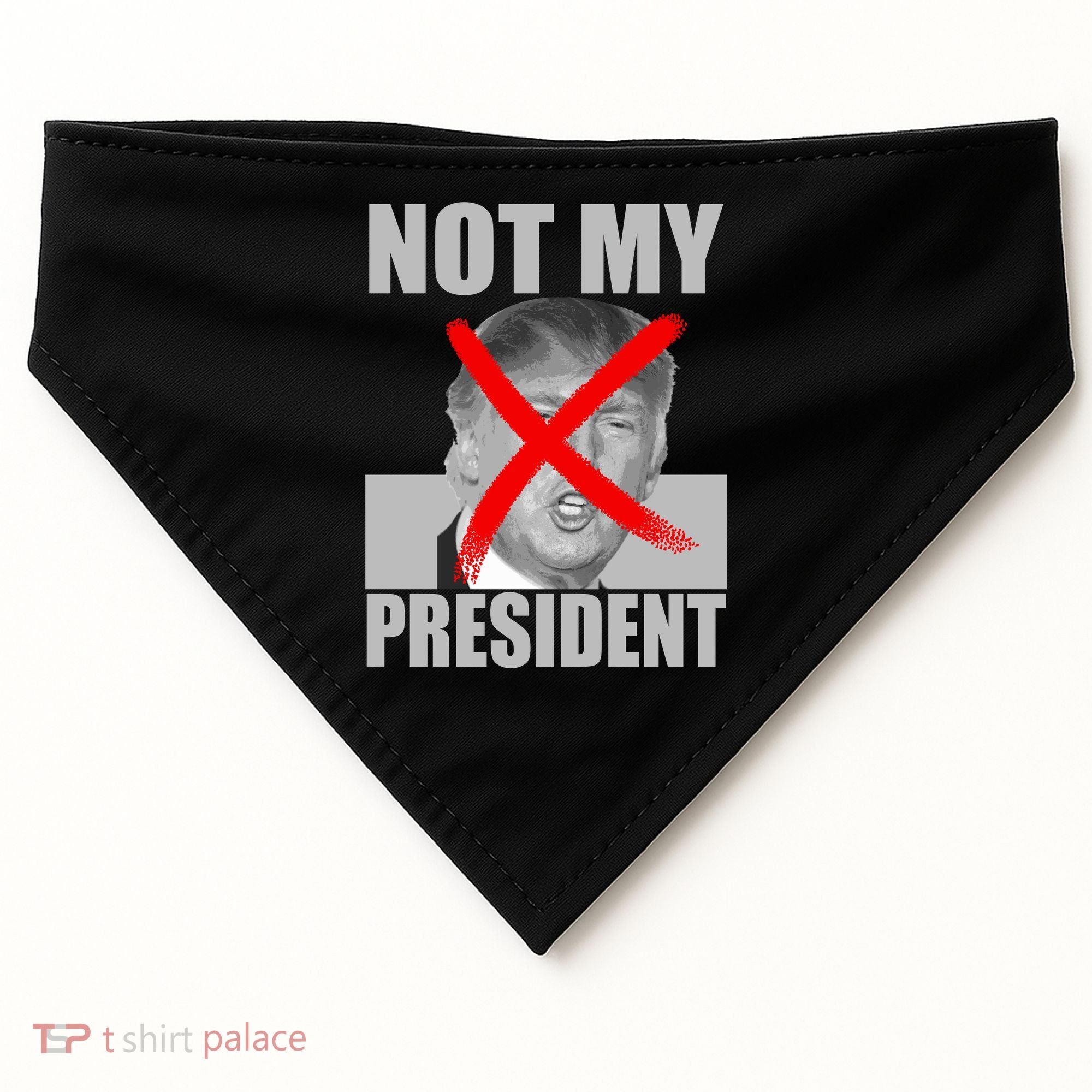 Not My President Red X Spray Paint Anti-Trump USA-Made Doggie Bandana