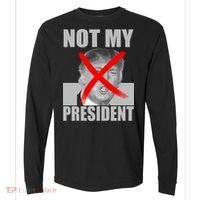 Not My President Red X Spray Paint Anti-Trump Comfort Colors Heavyweight Long Sleeve T-Shirt thumb 0