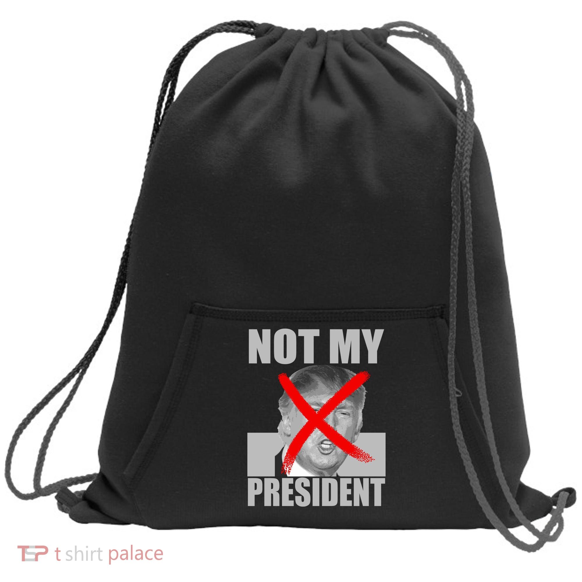 Not My President Red X Spray Paint Anti-Trump Sweatshirt Cinch Pack Bag