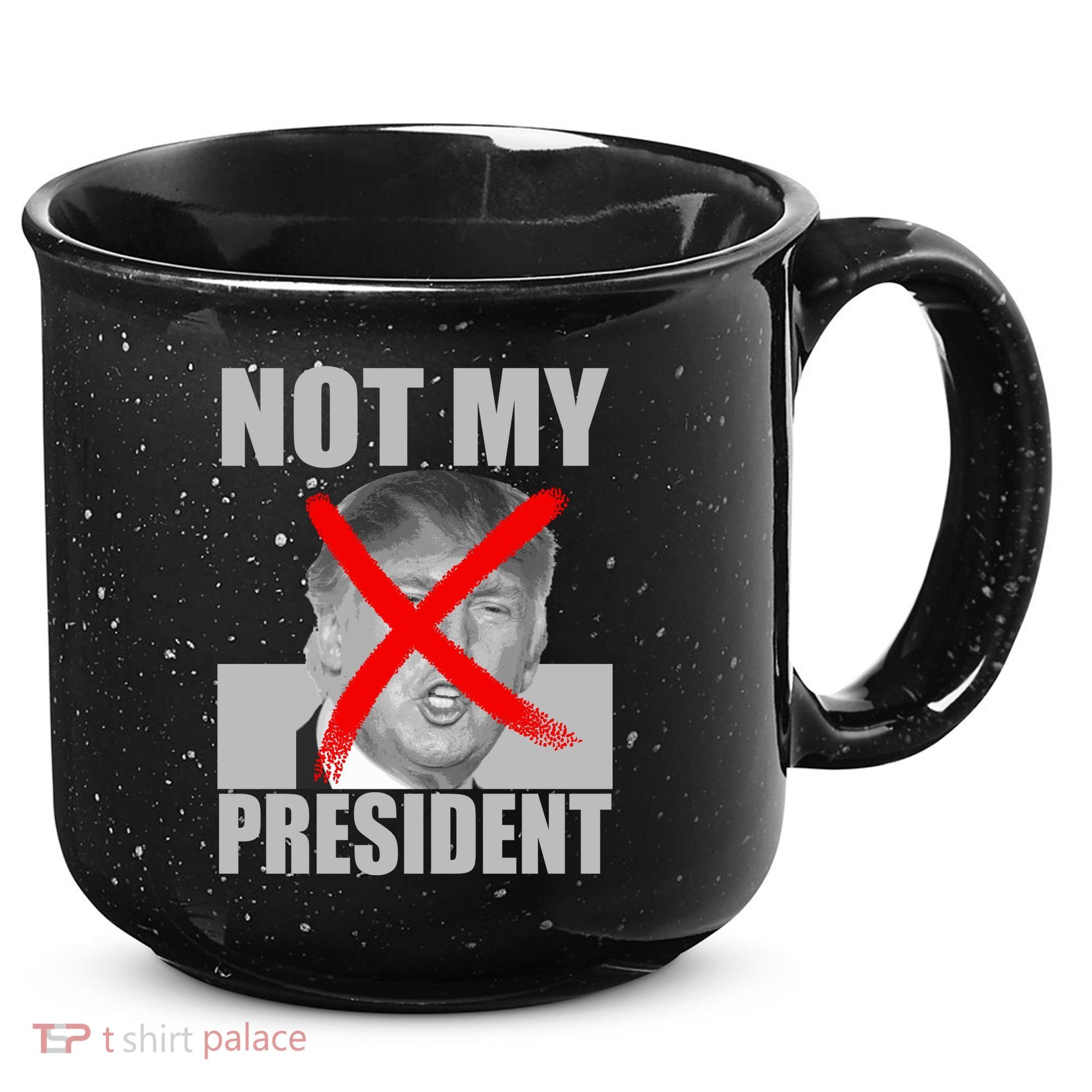 Not My President Red X Spray Paint Anti-Trump 15oz Campfire Ceramic Mug