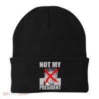Not My President Red X Spray Paint Anti-Trump Beanie thumb 0
