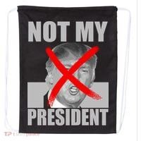 Not My President Red X Spray Paint Anti-Trump Drawstring Bag thumb 0