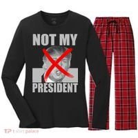 Not My President Red X Spray Paint Anti-Trump Women's Long Sleeve Flannel Pajama Set  thumb 0