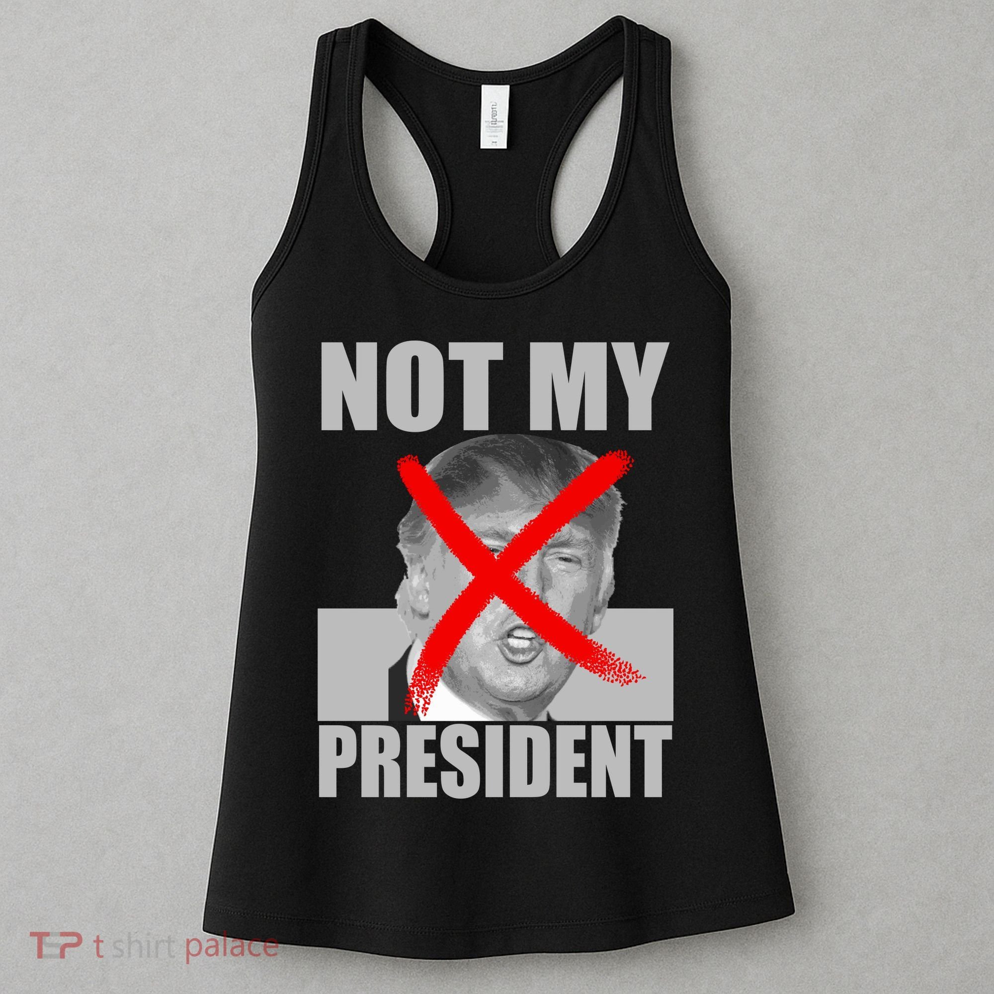 Not My President Red X Spray Paint Anti-Trump Women's Tank Top