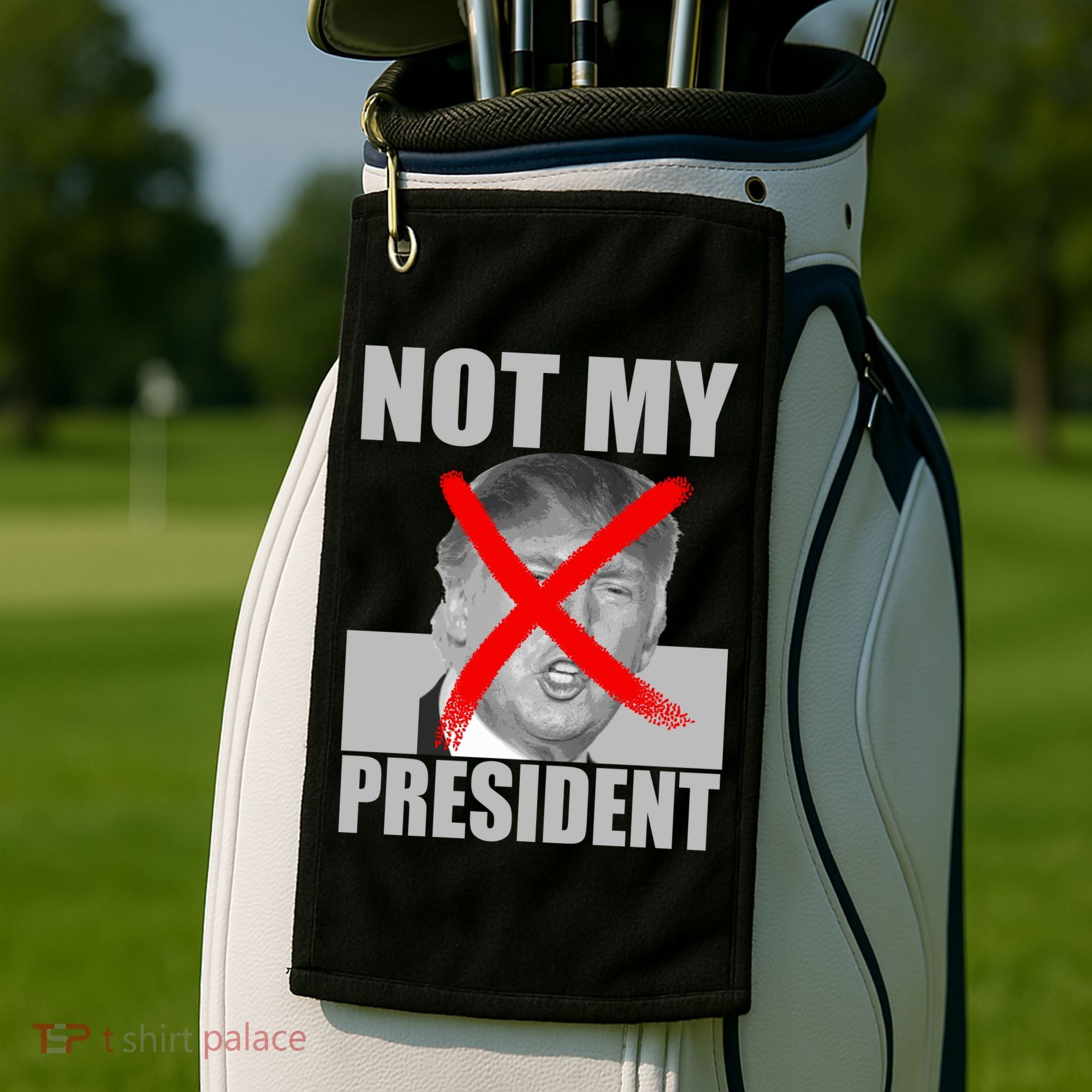 Not My President Red X Spray Paint Anti-Trump Golf Towel