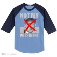 Not My President Red X Spray Paint Anti-Trump Raglan Baseball Sleeve Shirt thumb 0