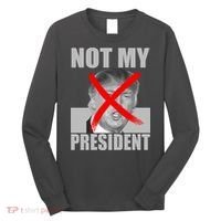 Not My President Red X Spray Paint Anti-Trump Long Sleeve Shirt thumb 0