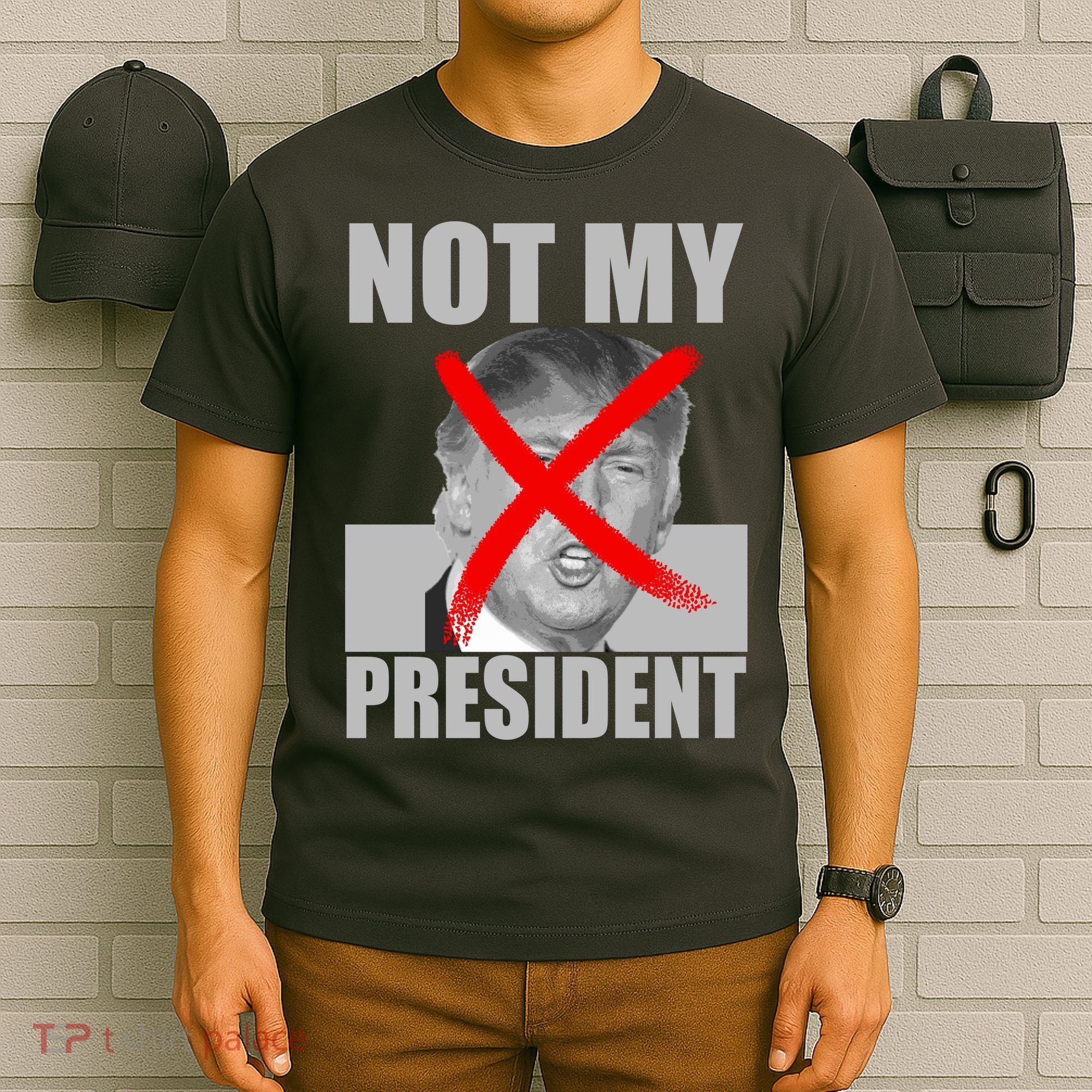 Not My President Red X Spray Paint Anti-Trump T-Shirt