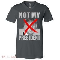 Not My President Red X Spray Paint Anti-Trump V-Neck T-Shirt thumb 0
