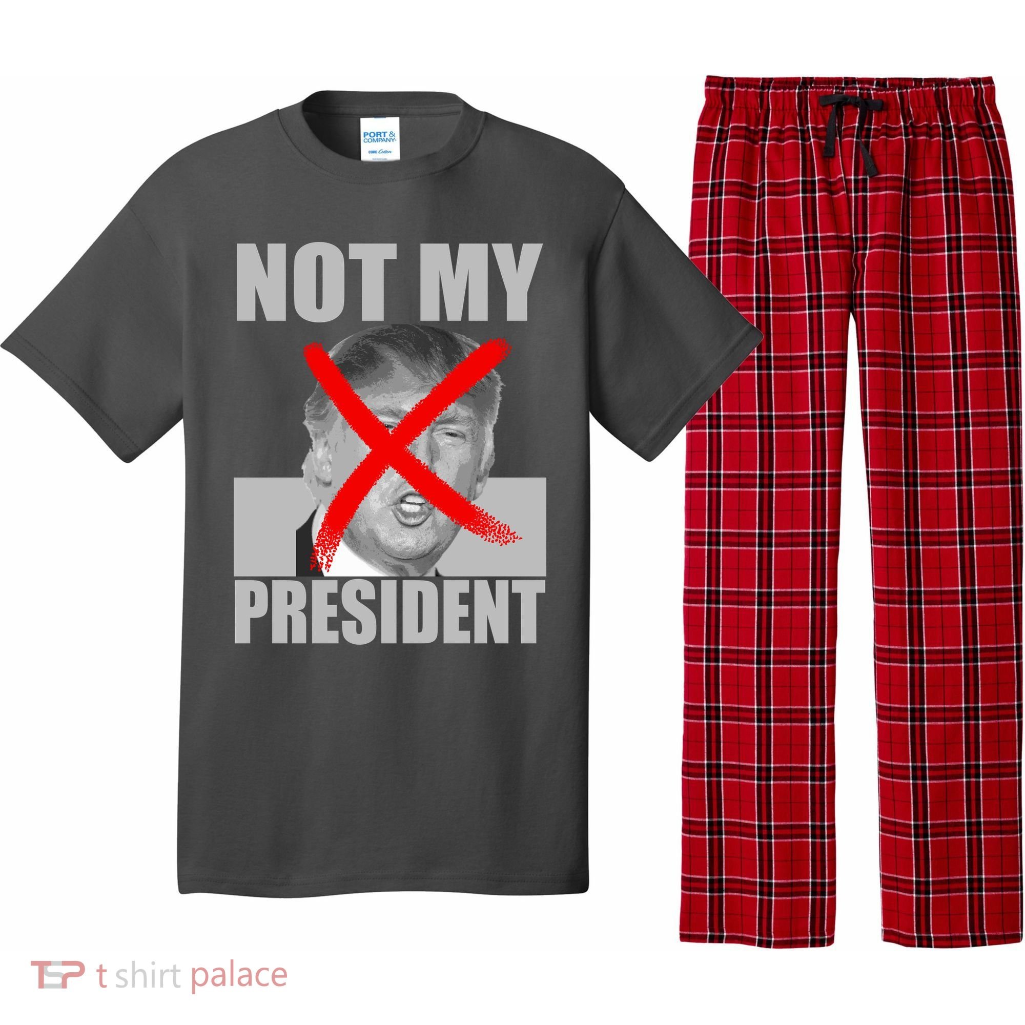 Not My President Red X Spray Paint Anti-Trump Pajama Set