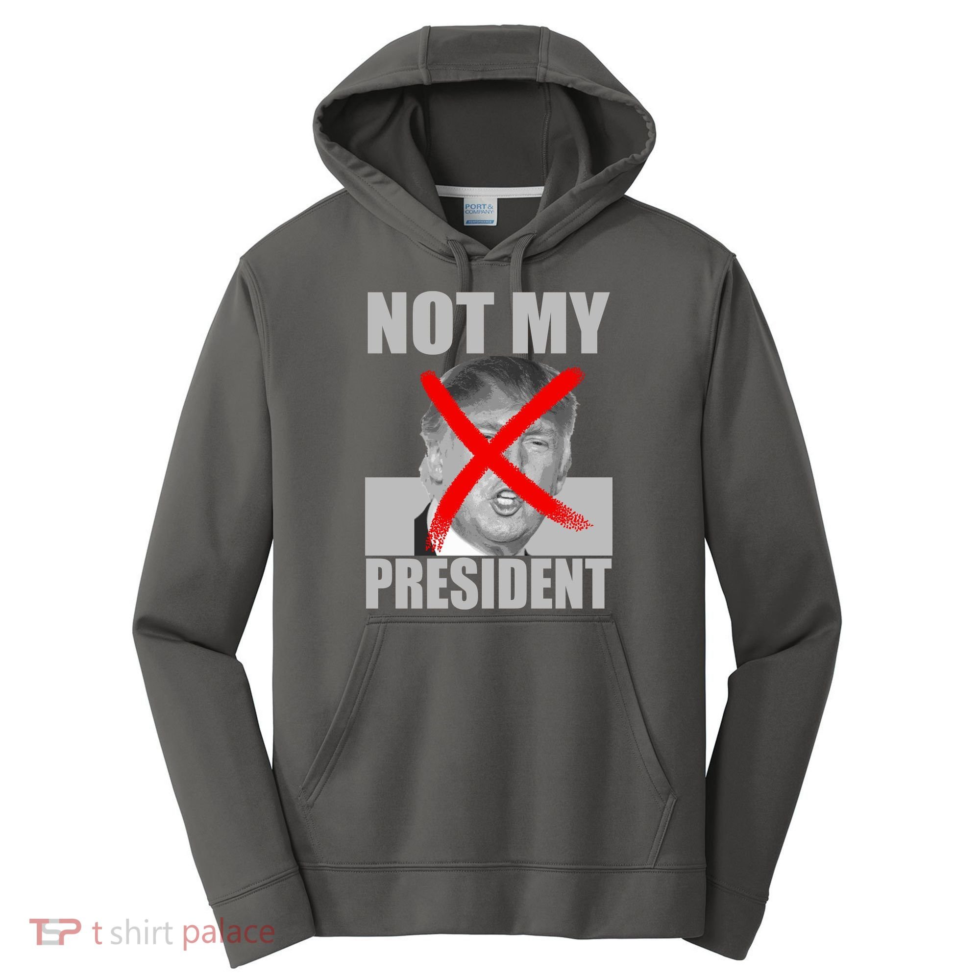 Not My President Red X Spray Paint Anti-Trump Performance Fleece Hoodie