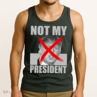 Not My President Red X Spray Paint Anti-Trump Tank Top thumb 3
