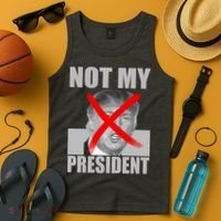 Not My President Red X Spray Paint Anti-Trump Tank Top thumb 4