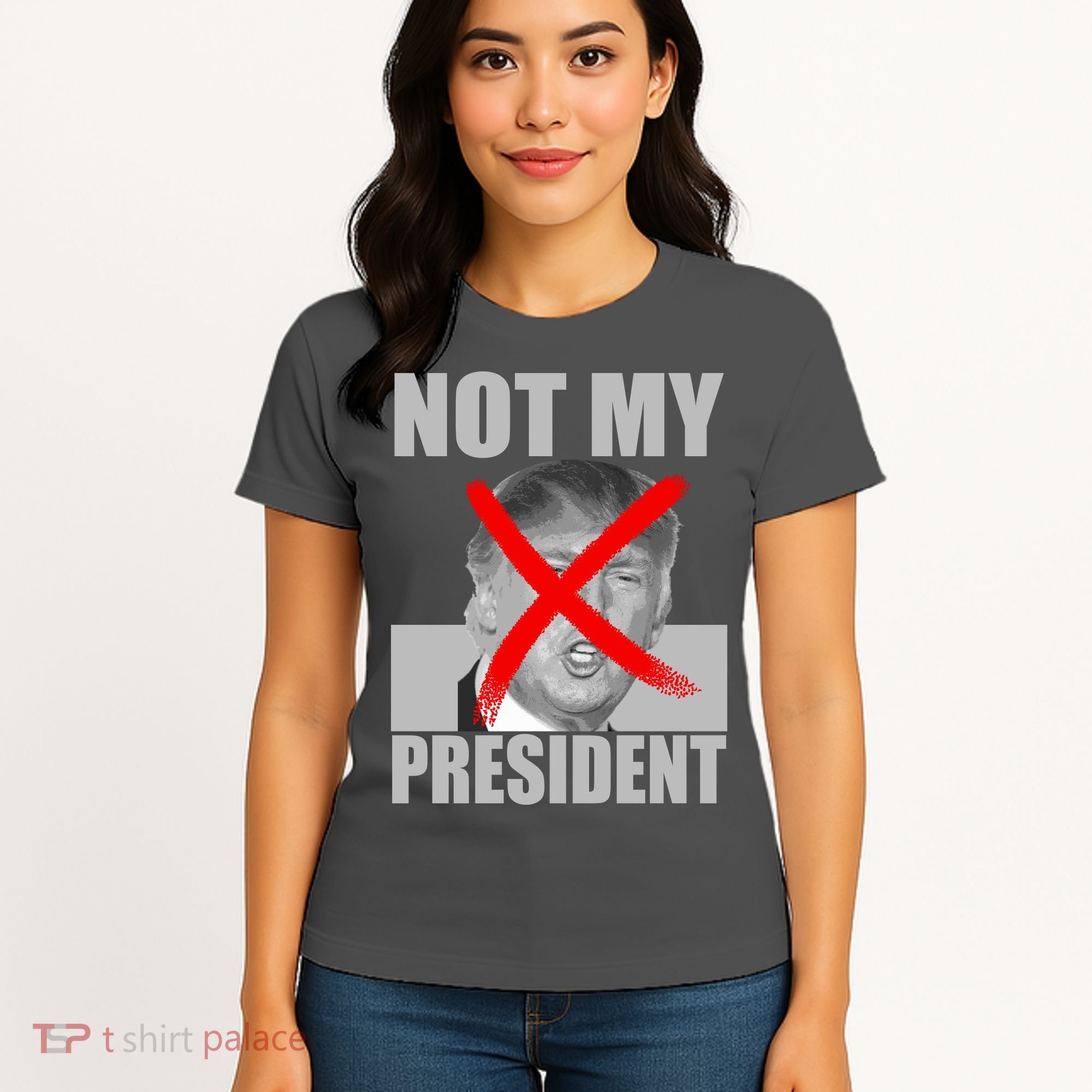 Not My President Red X Spray Paint Anti-Trump Women's T-Shirt