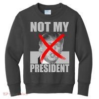 Not My President Red X Spray Paint Anti-Trump Kids Sweatshirt thumb 0