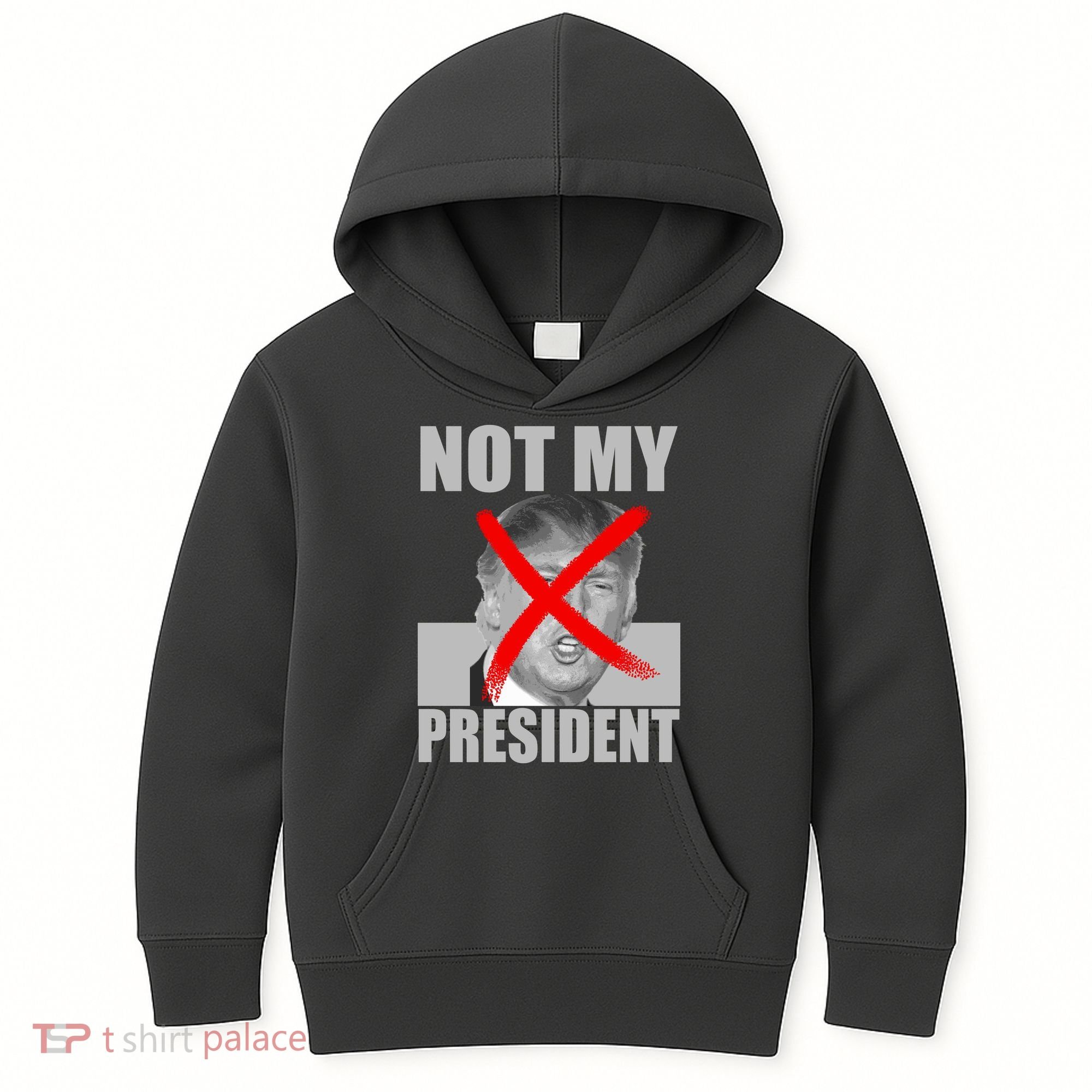 Not My President Red X Spray Paint Anti-Trump Kids Hoodie