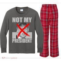 Not My President Red X Spray Paint Anti-Trump Kids Long Sleeve Plaid Pajama Set thumb 0