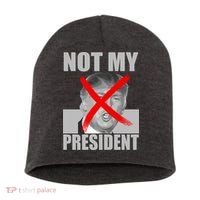 Not My President Red X Spray Paint Anti-Trump Short Acrylic Beanie thumb 0