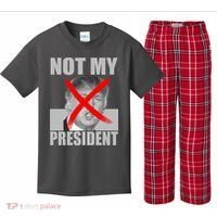 Not My President Red X Spray Paint Anti-Trump Kids Plaid Pajama Set thumb 0
