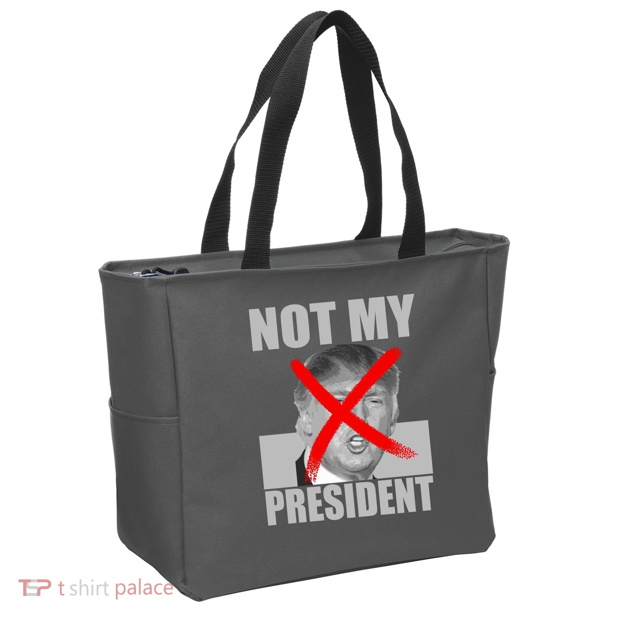 Not My President Red X Spray Paint Anti-Trump Tote Bag