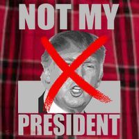 Not My President Red X Spray Paint Anti-Trump Men's Flannel Plaid Pajama Pants thumb 2