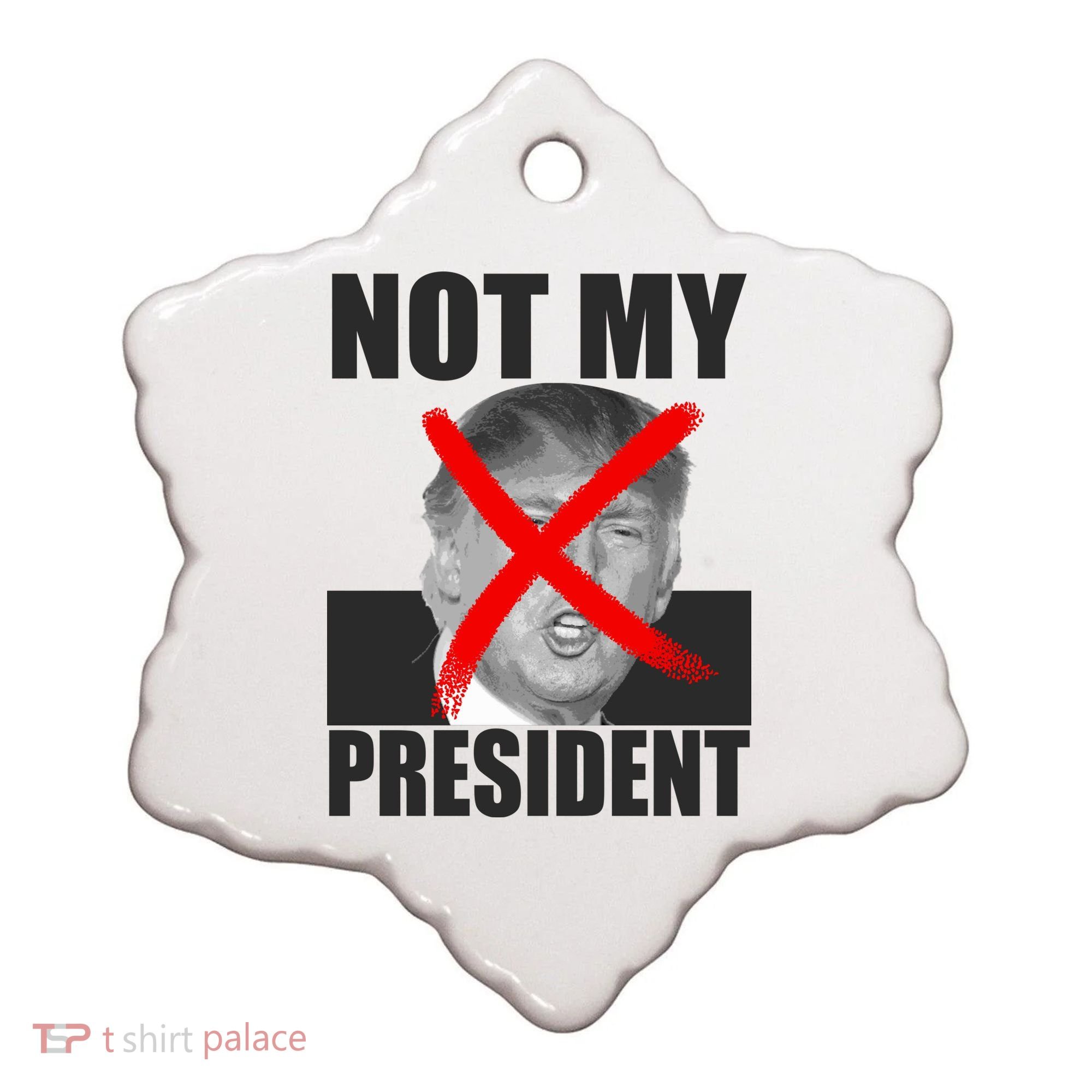 Not My President Red X Spray Paint Anti-Trump Ceramic Ornament