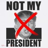 Not My President Red X Spray Paint Anti-Trump Garment-Dyed Sweatshirt thumb 2