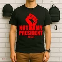 Not My President Resist Anti Trump Fist T-Shirt thumb 6