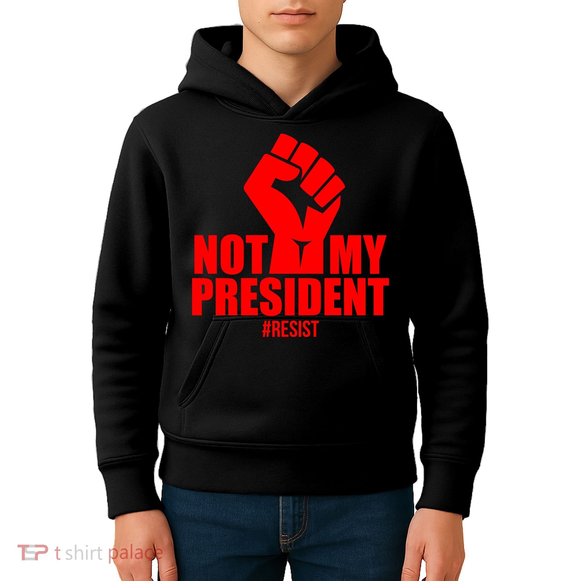 Not My President Resist Anti Trump Fist Kids Hoodie